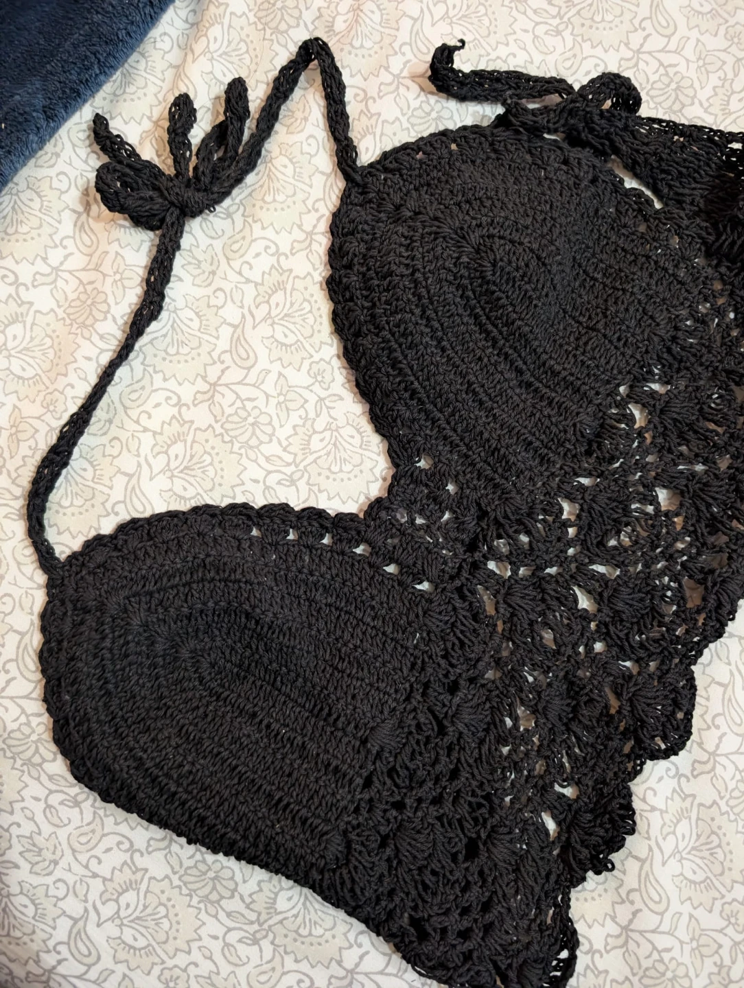Crochet Halter Top - Black - photo 2