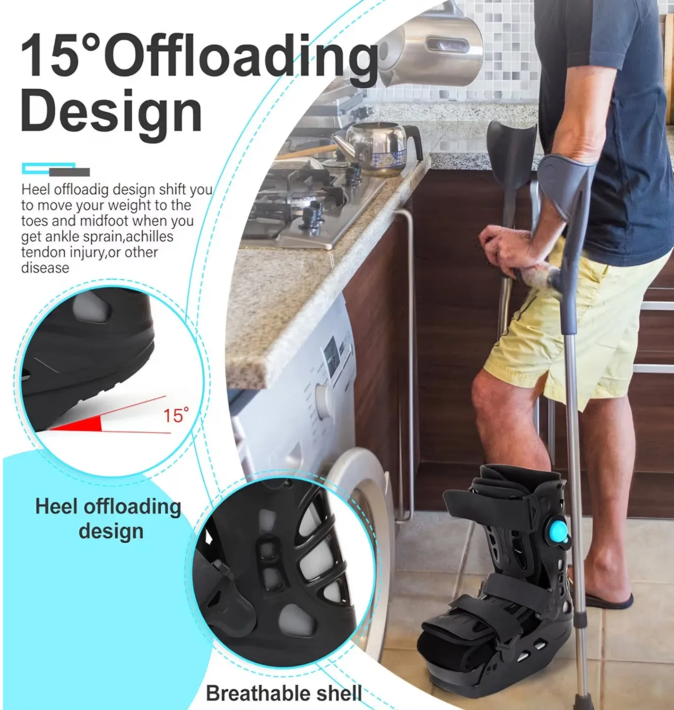 Walking Boot Inflatable Walker Fracture Boot for Heel Pain(NEW) image indicator(3)