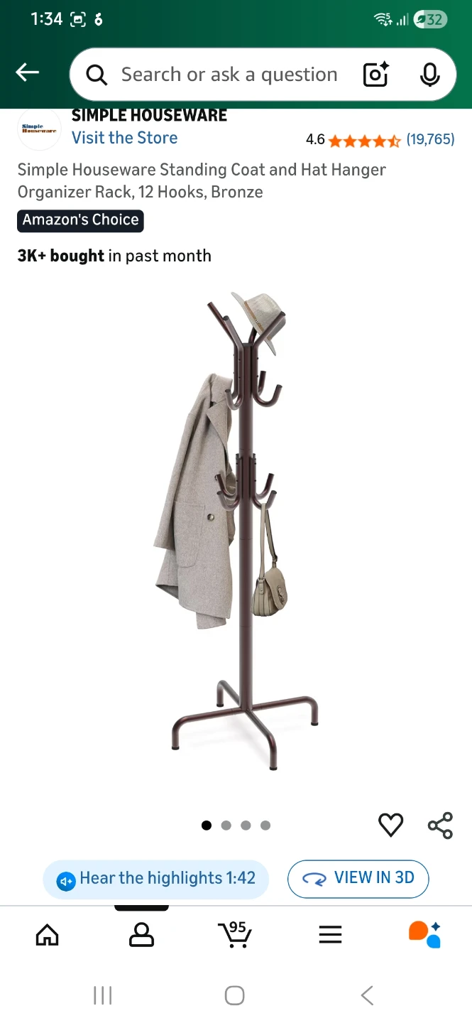 Simple Houseware Standing Coat/Hat Hanger