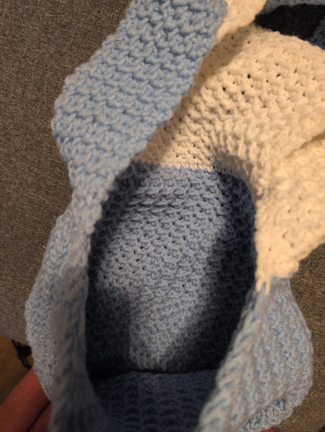 Handmade Crochet Shoulder Bag - Blue & White - photo 2