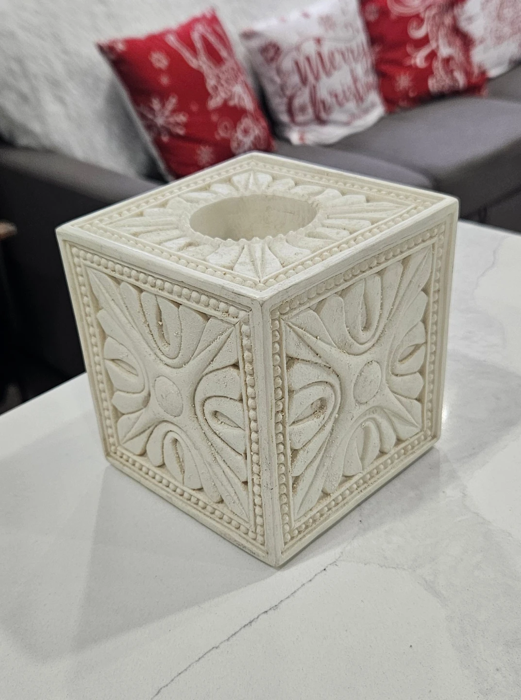 Vintage Carved Stone Candle Holder