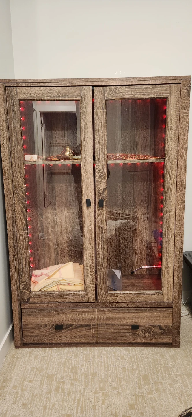 Display Cabinet with Glass Doors & LED Lights