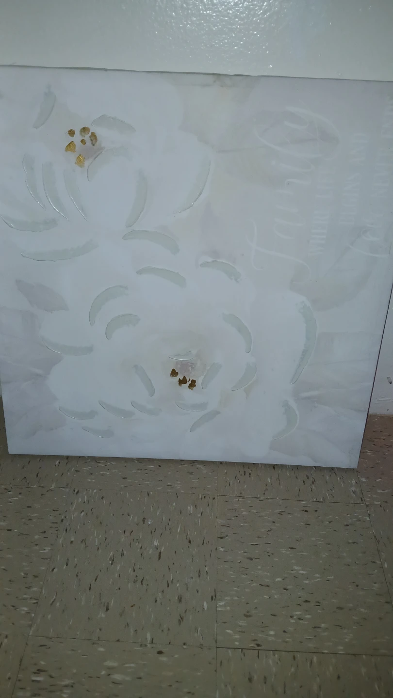 White floral canva frame