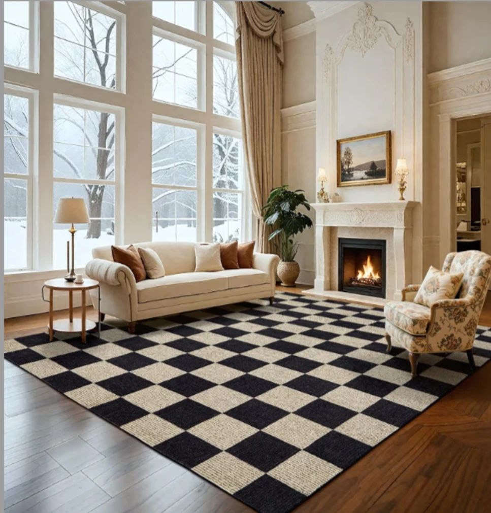 Black and Beige Checkered Area Rug | Brand New Box Pack - photo 5