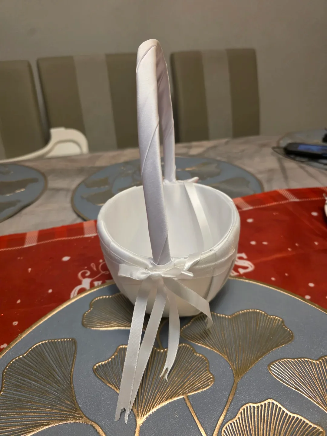 White Flower Girl Basket