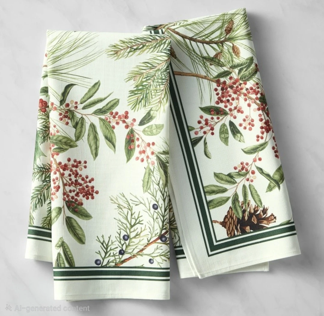 William Sonoma Woodland Berry Kitchen Towels - New