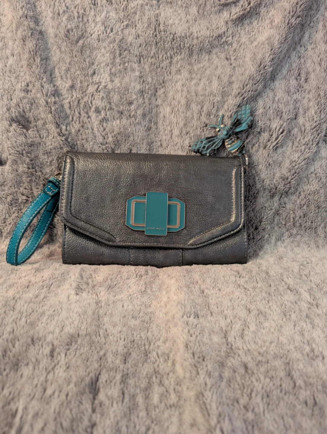 Nine West Grey Wallet with Teal Accents - photo 2