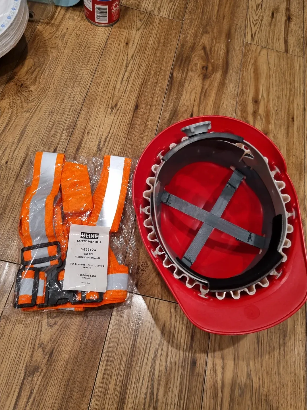 Uline Safety Sash Belt & Red Hard Hat image indicator(2)