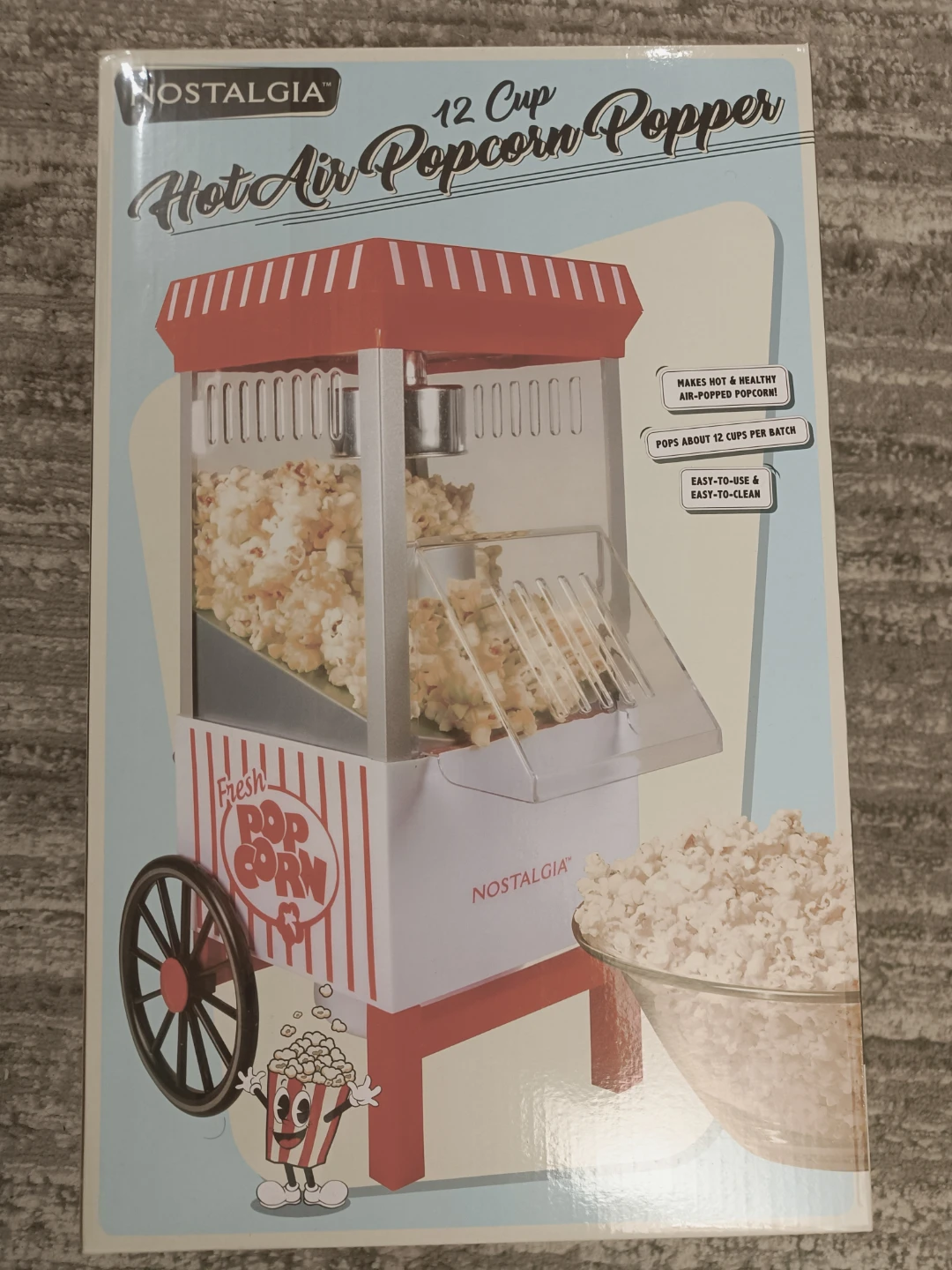 Nostalgia 12-Cup Hot Air Popcorn Popper - NEW