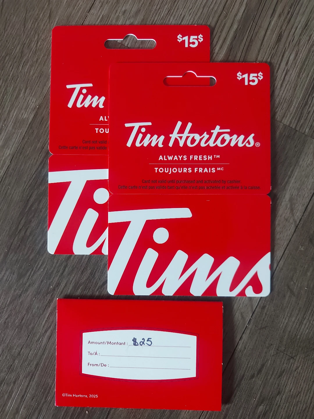 Tim Hortons Giftcards: $55 worth