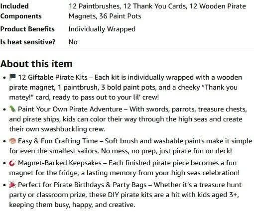 NEW~ Pirate PYO Wooden Magnet Kits, Party Favors (12 Pk) - photo 3