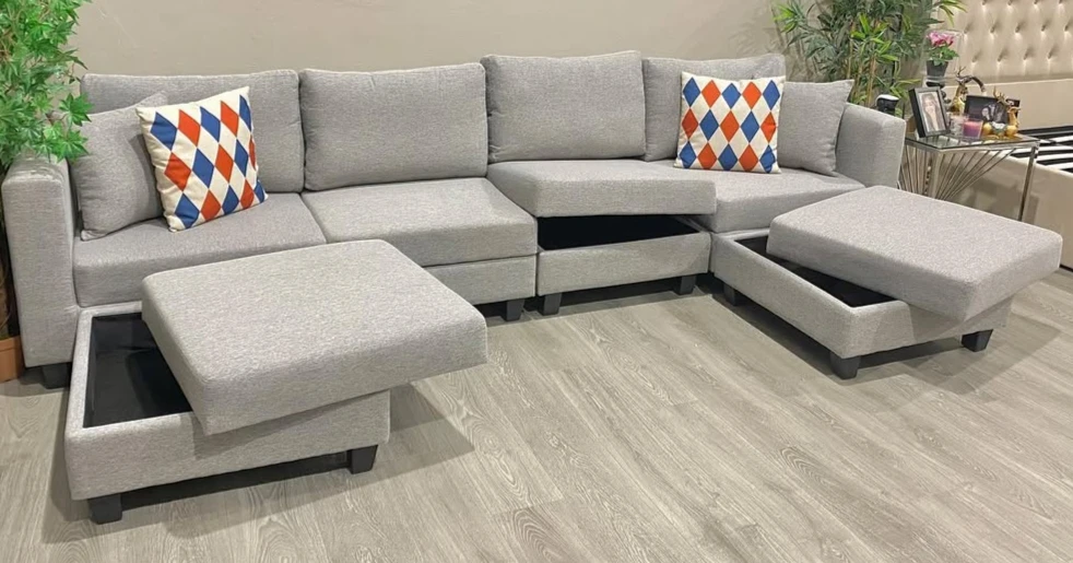 Grey Modular Sectional Sofa with storage - photo 4