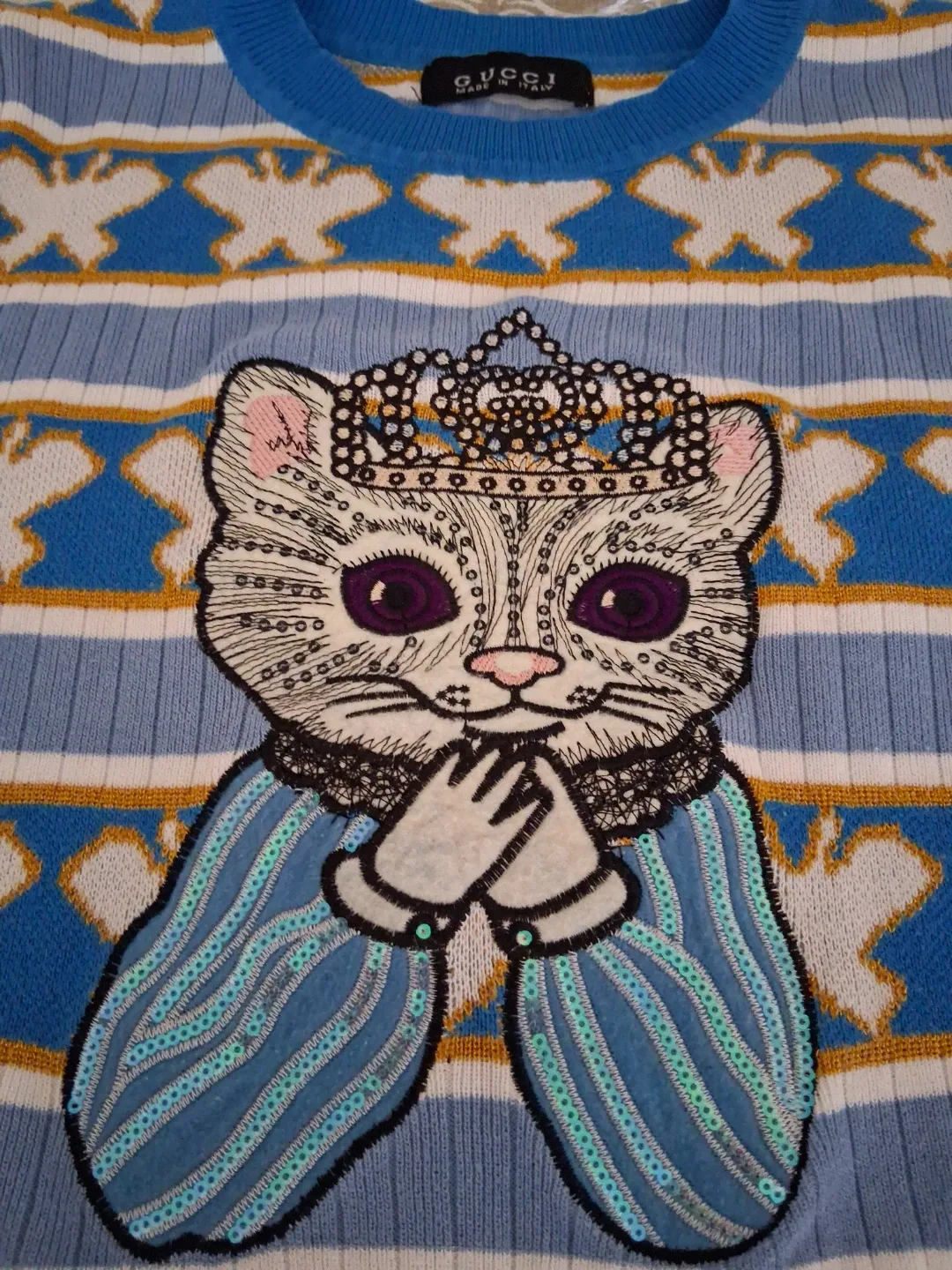 Inspired Gucci Blue Cat Knit image indicator(4)