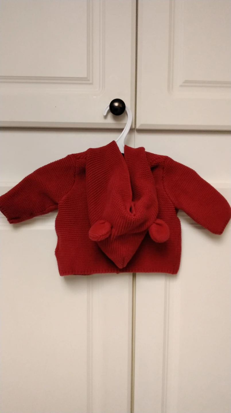 Baby Gap Red Knit Bear Hoodie 0-3 Months - photo 2