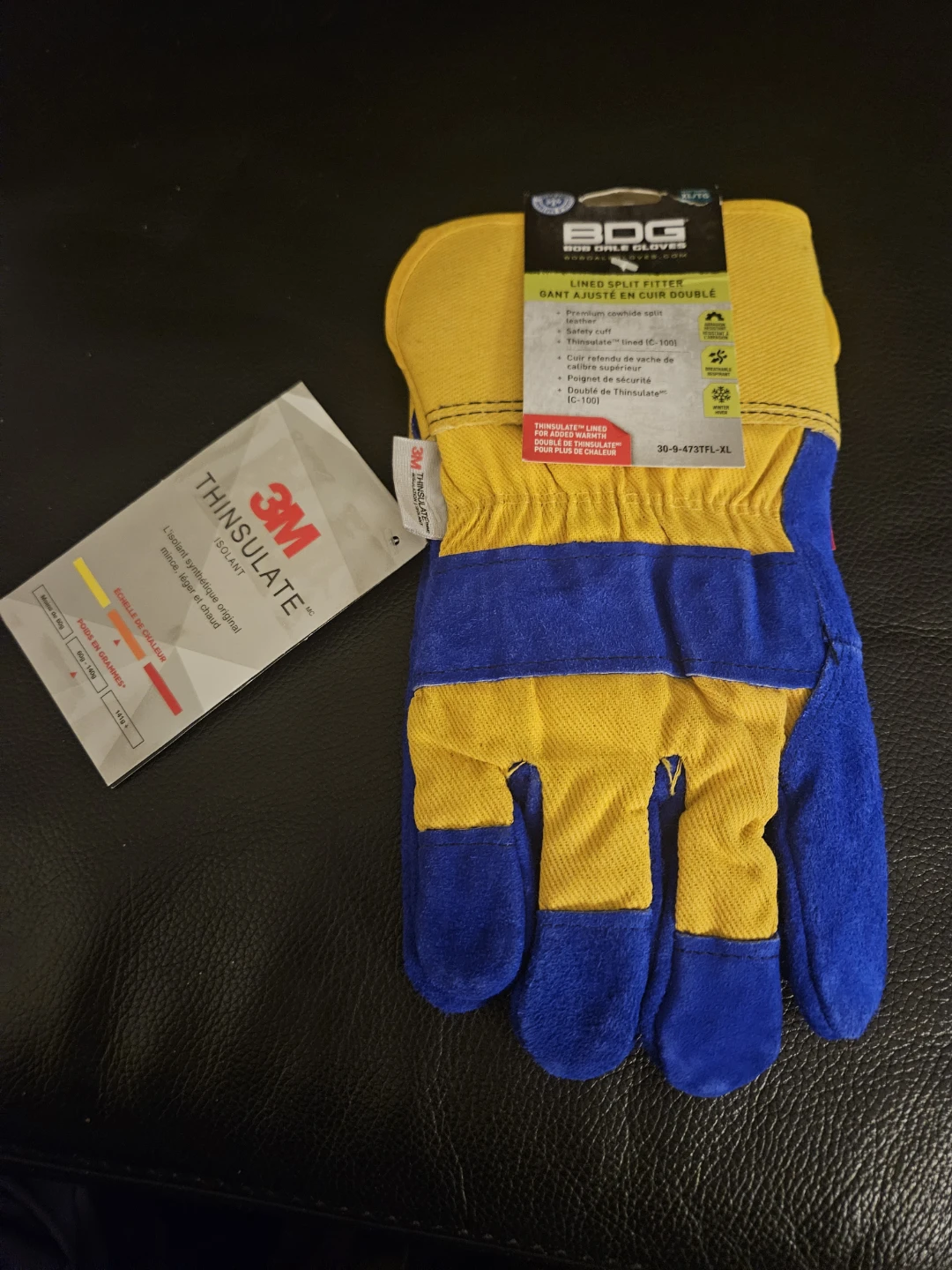 New BDG Lined Split Leather Work Gloves XL