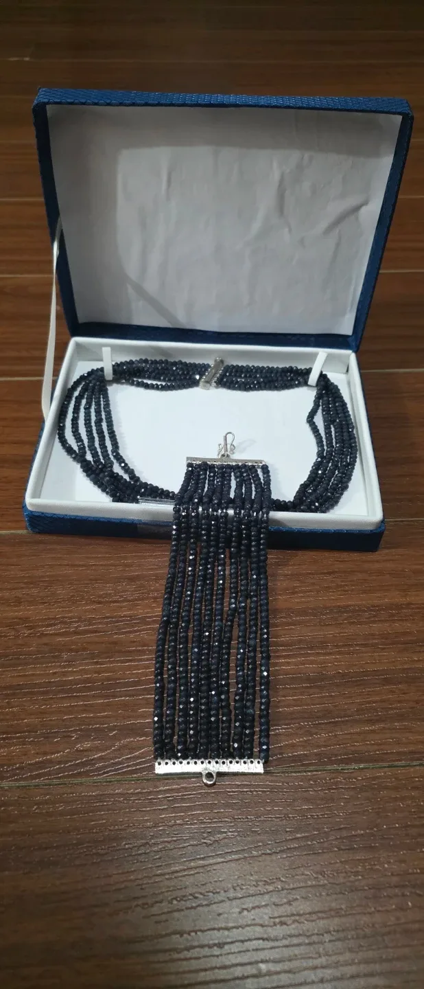Black Beaded Necklace & Bracelet Set