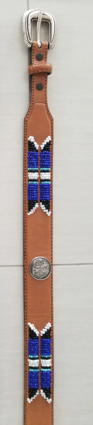 Leather Belt with Beaded Design - photo 5