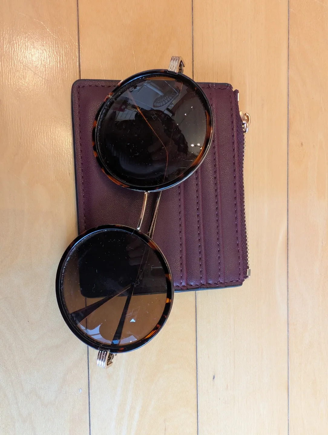 Sunglasses & Burgundy Wallet