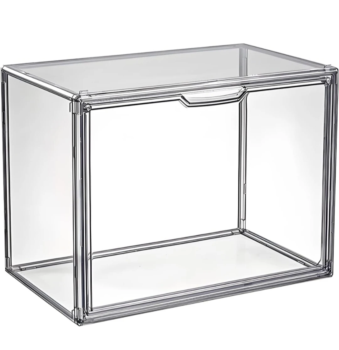 Gray Clear Stackable Plastic Display Case with Magnetic Lid
