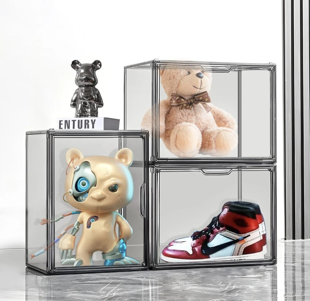 Gray Clear Stackable Plastic Display Case with Magnetic Lid - photo 2
