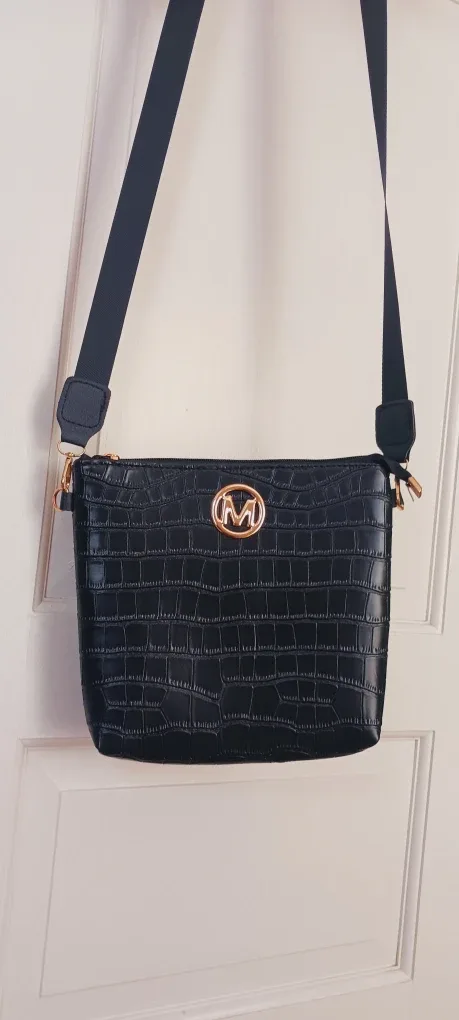 New !!!  Black Croc Embossed Crossbody Bag