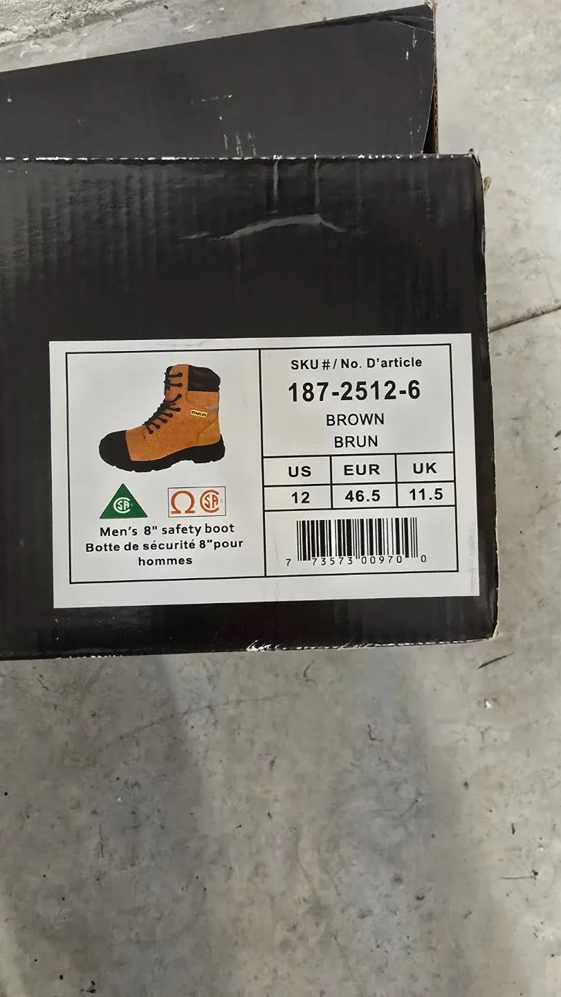 Stanley Men's 8" Safety Boots, Size 12, Brown image indicator(3)