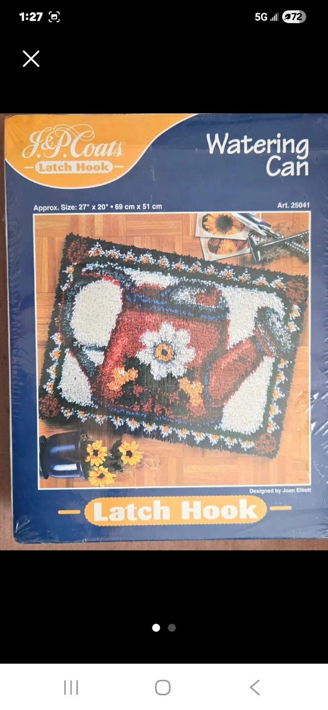 J.&P. Coats Watering Can Latch Hook Kit 27" x 20"