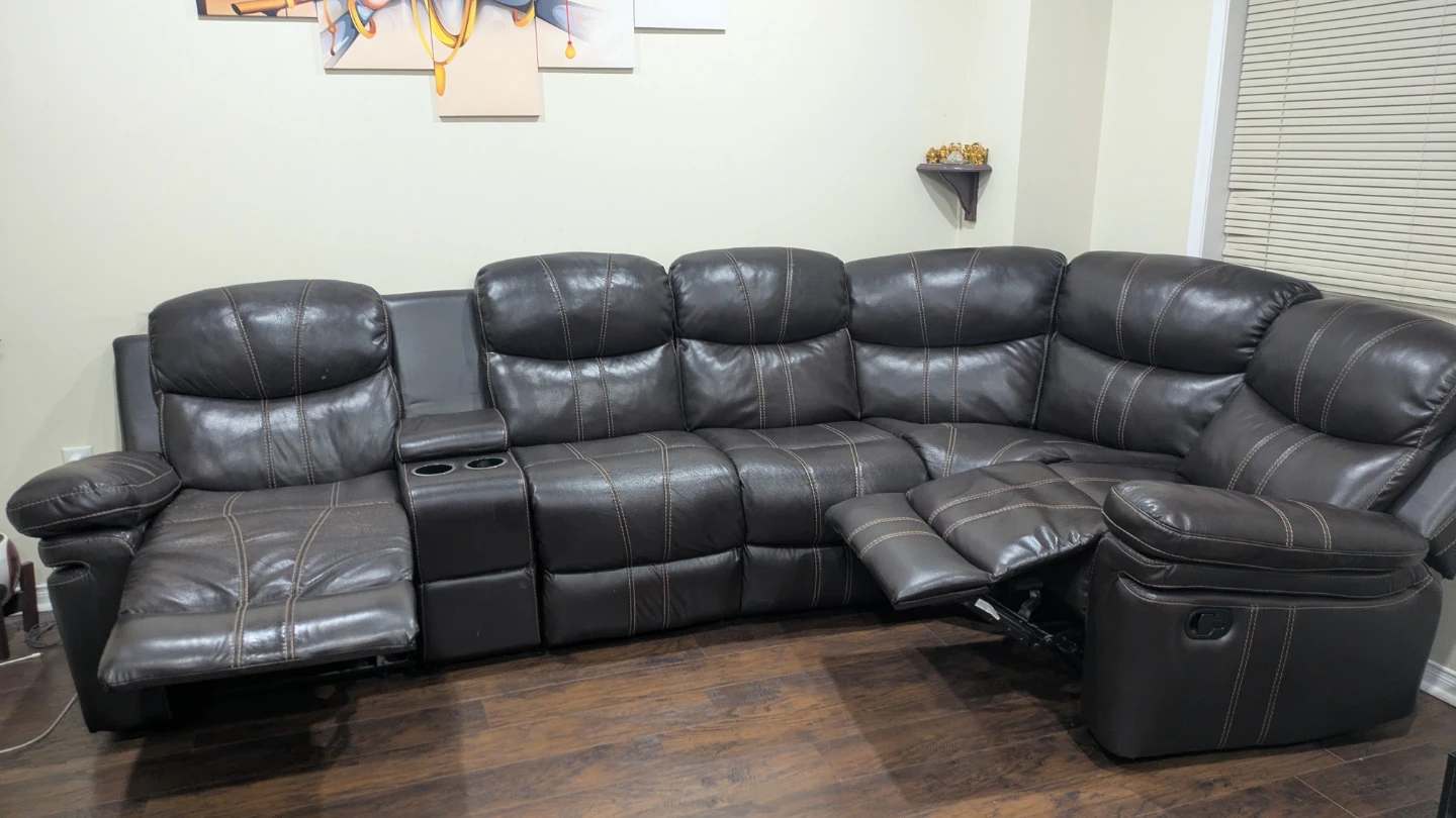 Brown Reclining Sectional Sofa - photo 4