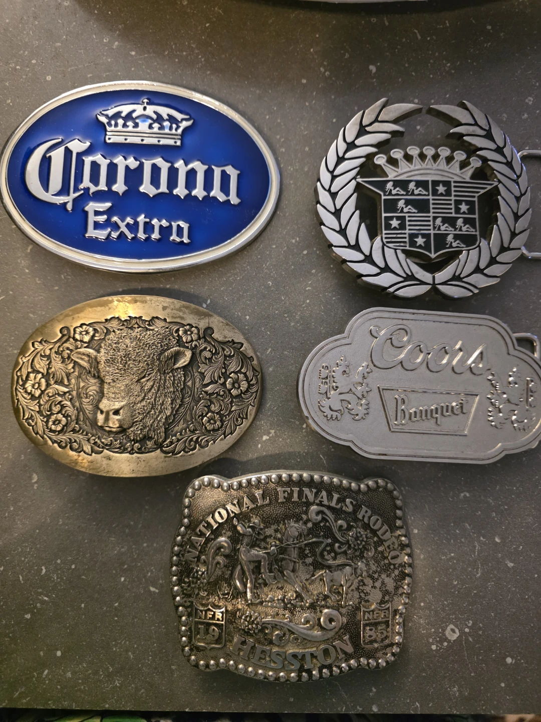 Vintage Belt Buckles - Coors, Corona, Cadillac