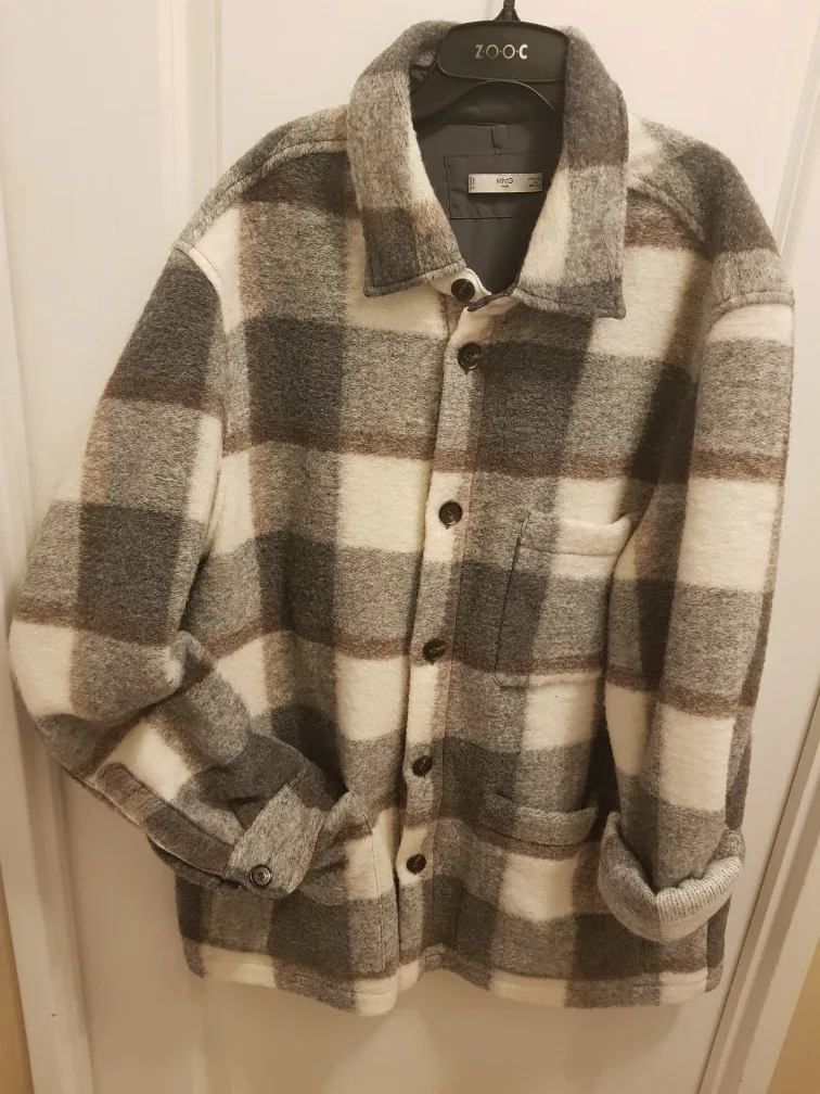 MNG Man Plaid Wool Blend Overshirt - Size XL