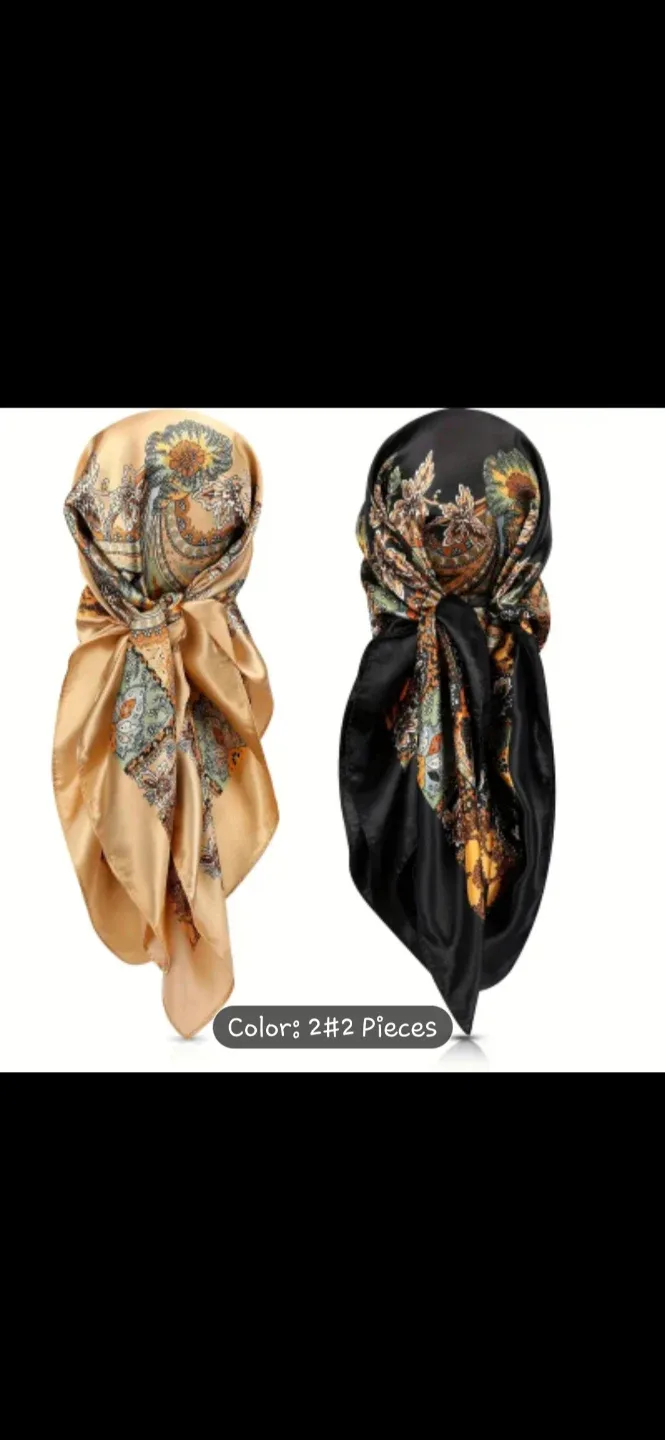 Two Scarves - Gold & Black Paisley Pattern✨️🧕