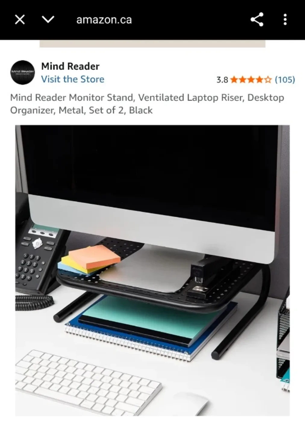 Mind Reader Black Monitor/Laptop Stand #Cleanout image indicator(4)