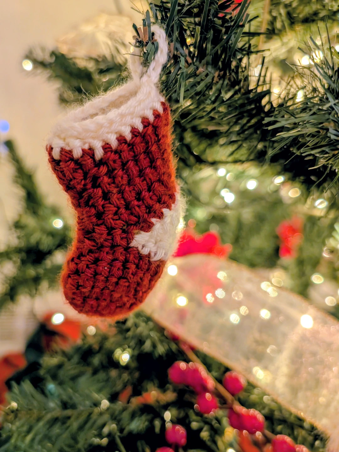 Handmade Crochet Christmas Stocking Ornaments