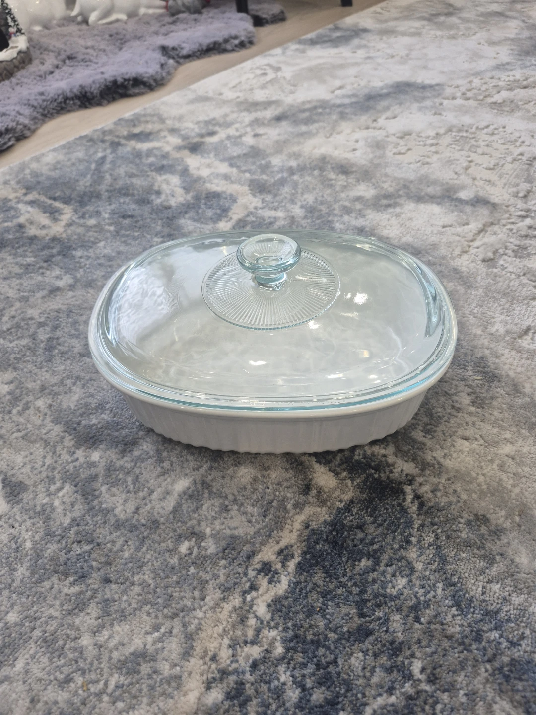 Oval White  pyrex with Glass Lid - photo 3