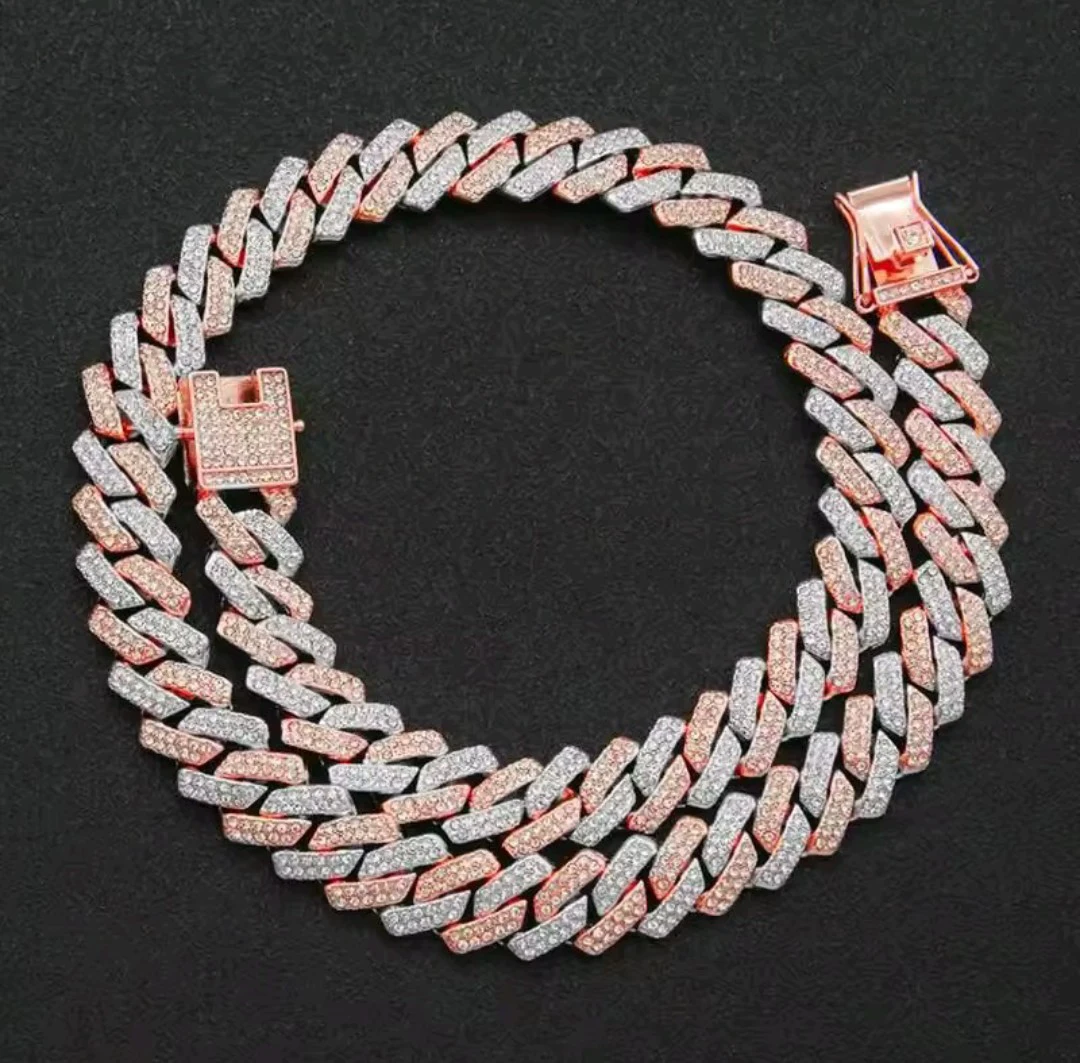 New!!! Miami Cuban Link Chain Anklet- Rose Gold & Silver - photo 2