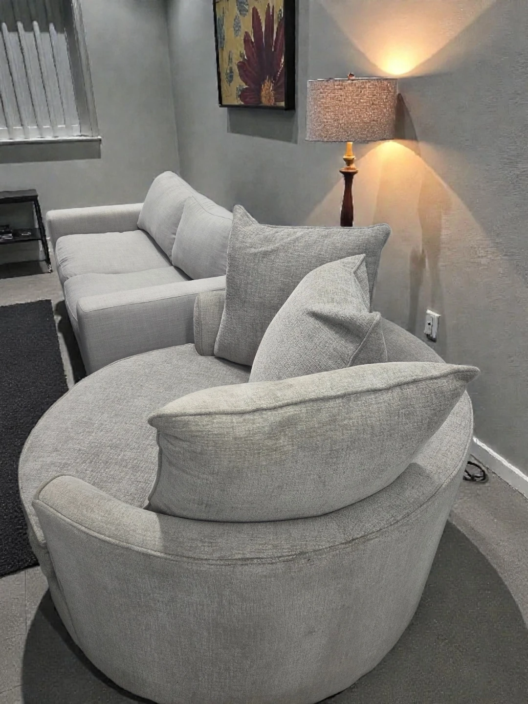 Grey Swivel Chair with Pillows - photo 3