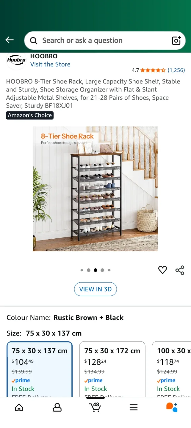 HOOBRO 8-Tier Shoe Rack - Rustic Brown + Black image indicator(3)