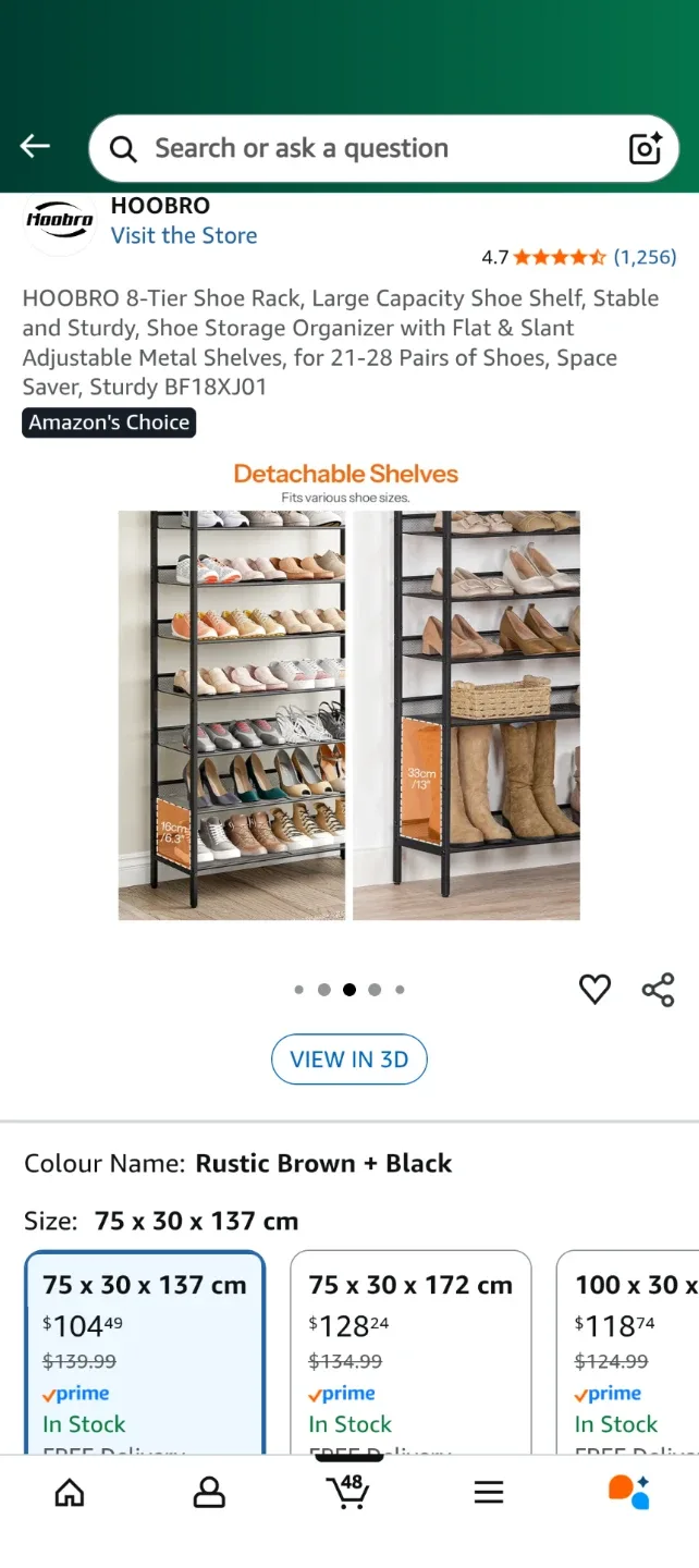 HOOBRO 8-Tier Shoe Rack - Rustic Brown + Black image indicator(4)