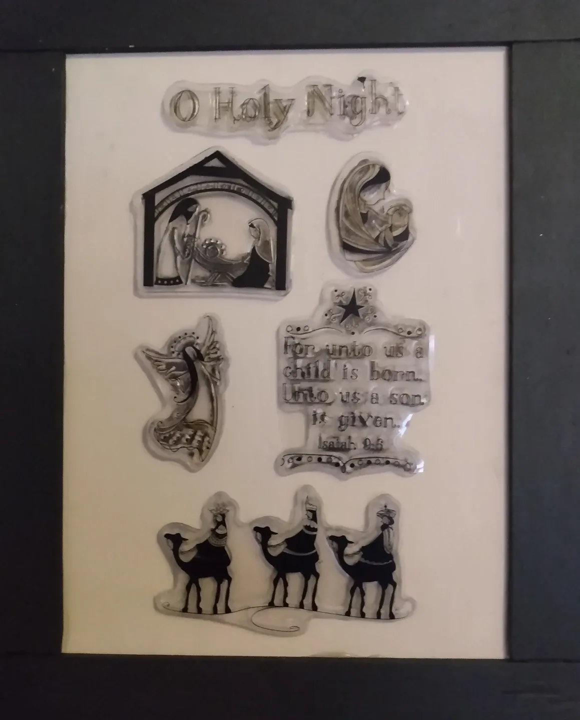O Holy Night Nativity Rubber Stamps wall art 8x10 framed