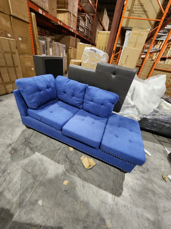 Blue Sectional Sofa with Chaise