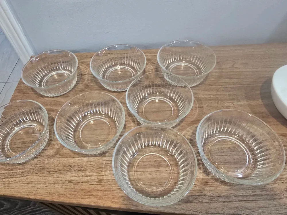 Set of 10 Clear Glass Bowls