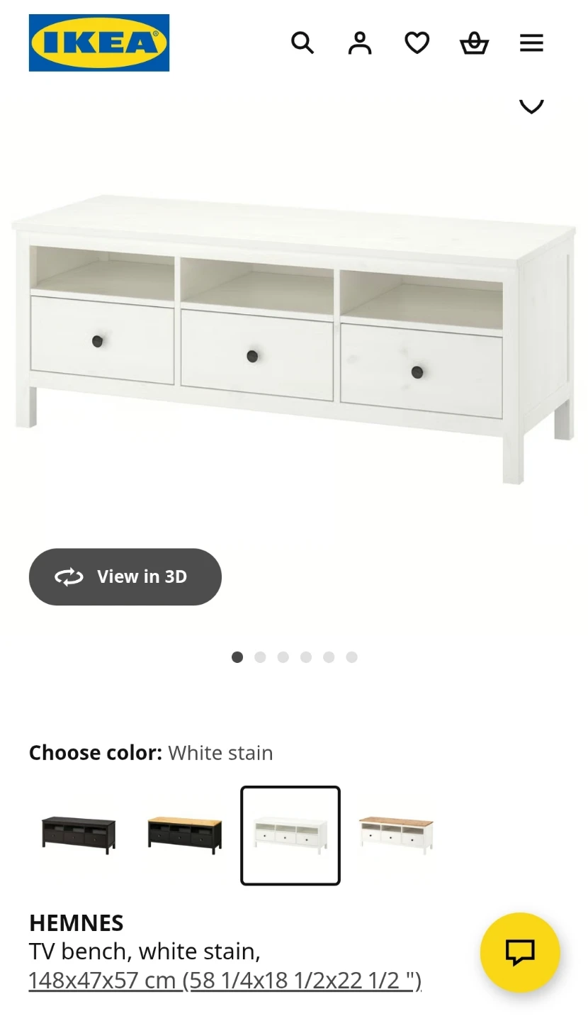 IKEA Hemnes TV Bench - White Stain