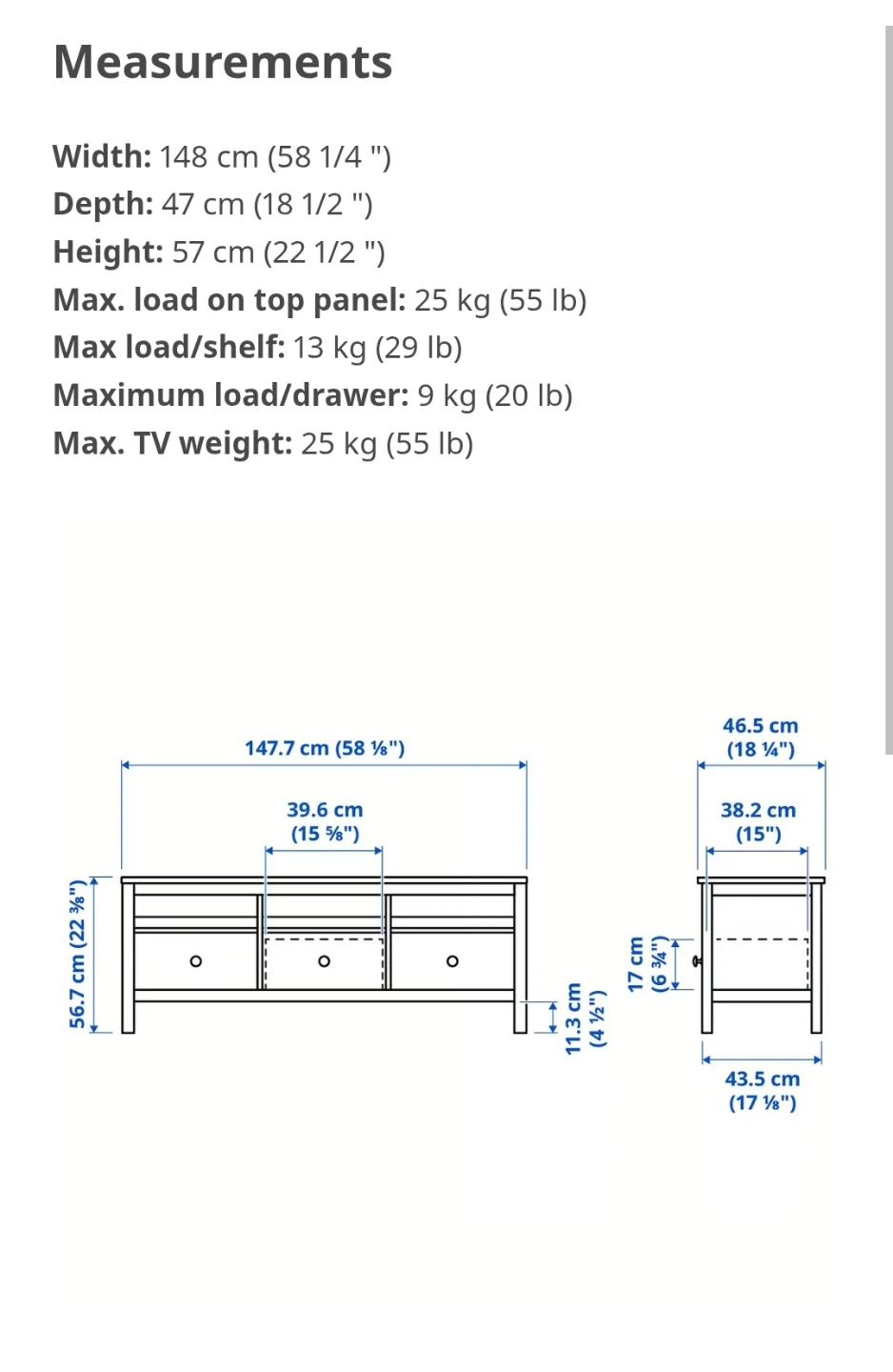 IKEA Hemnes TV Bench - White Stain - photo 2