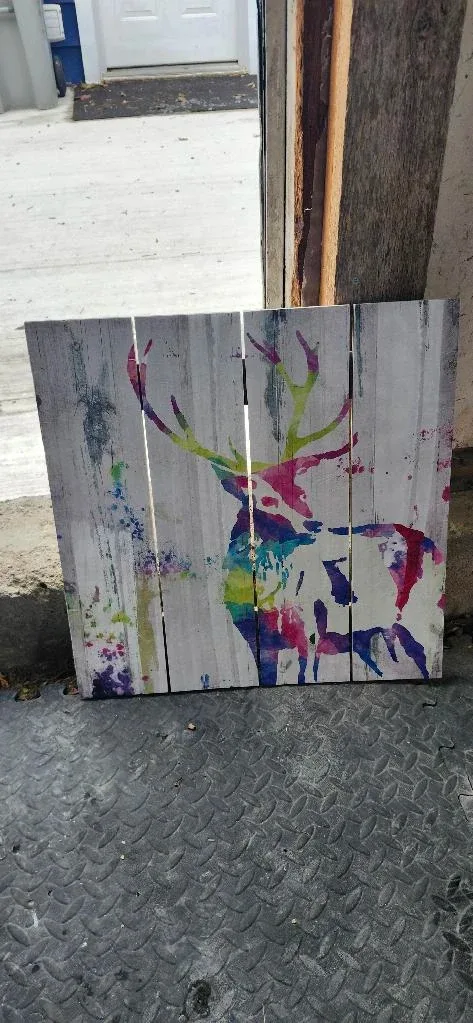 Rustic Deer Watercolor Wood Wall Art