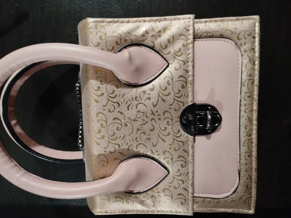 Pink & Gold Patterned Handbag