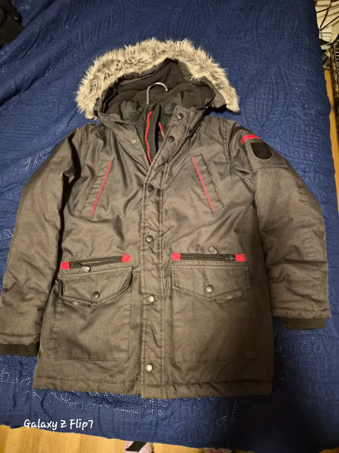 Boys' Winter Jacket with Faux Fur Hood  (medium 10/12)