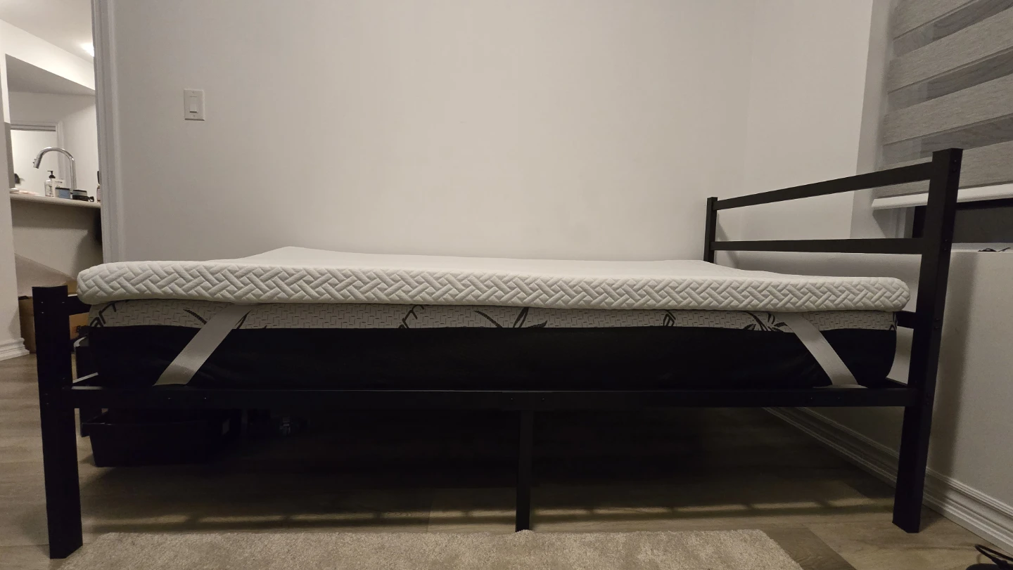 Black Metal Bed Frame with Mattress Topper - photo 2