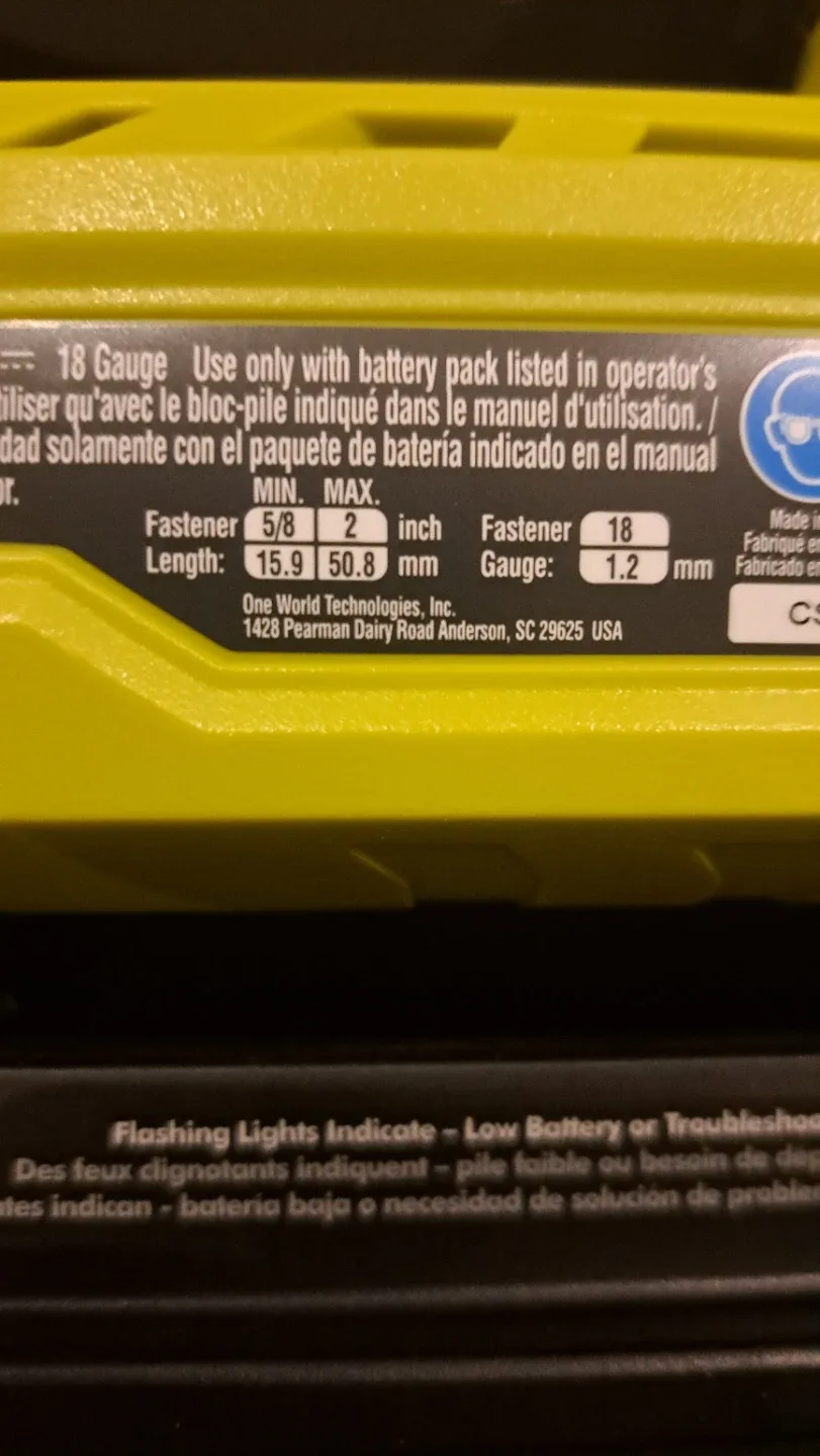 Ryobi 18GA Cordless Brushless 2" Brad Nailer image indicator(5)