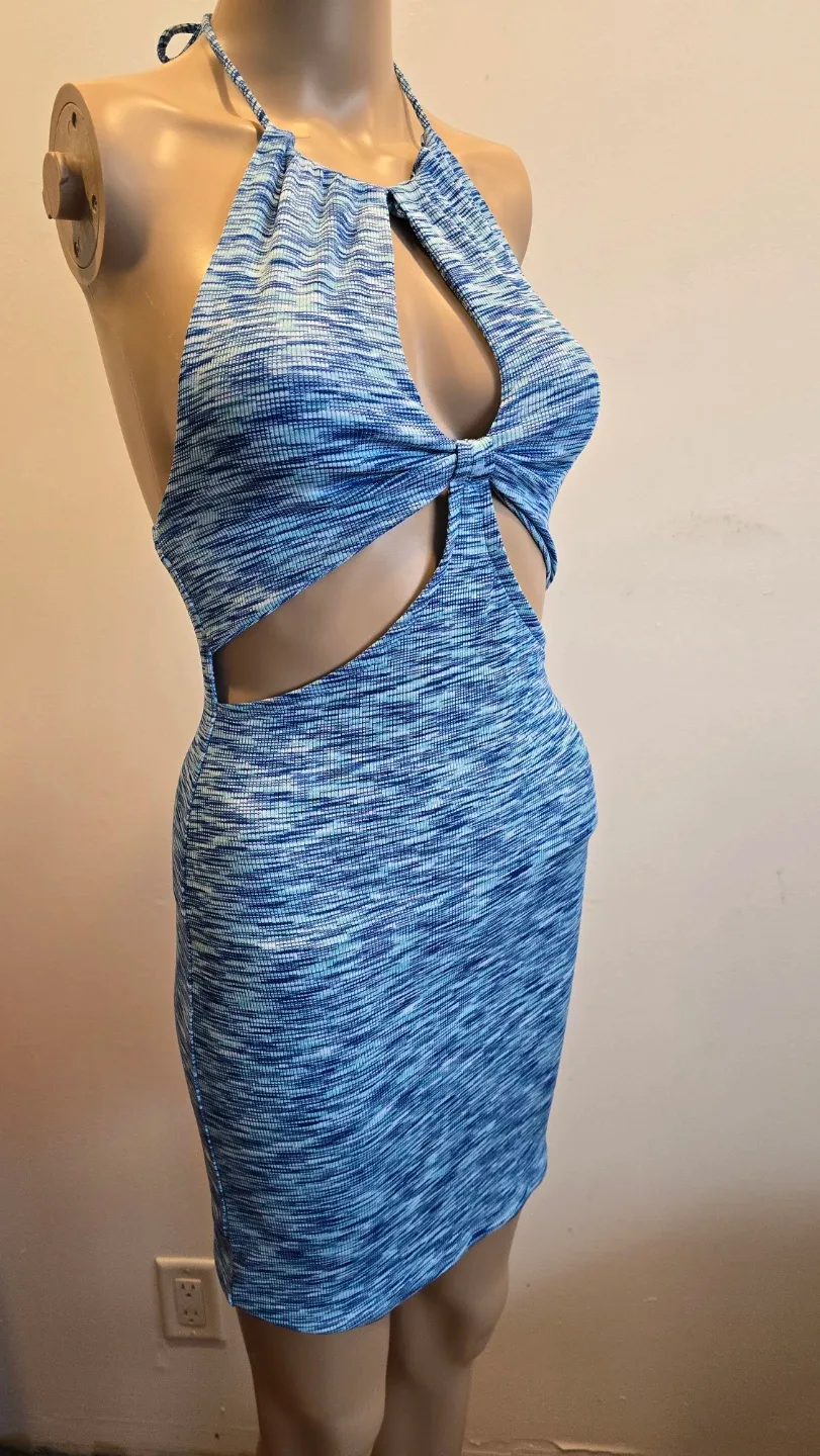 Streetwear Society Blue Halter Dress - Size S #Cleanout