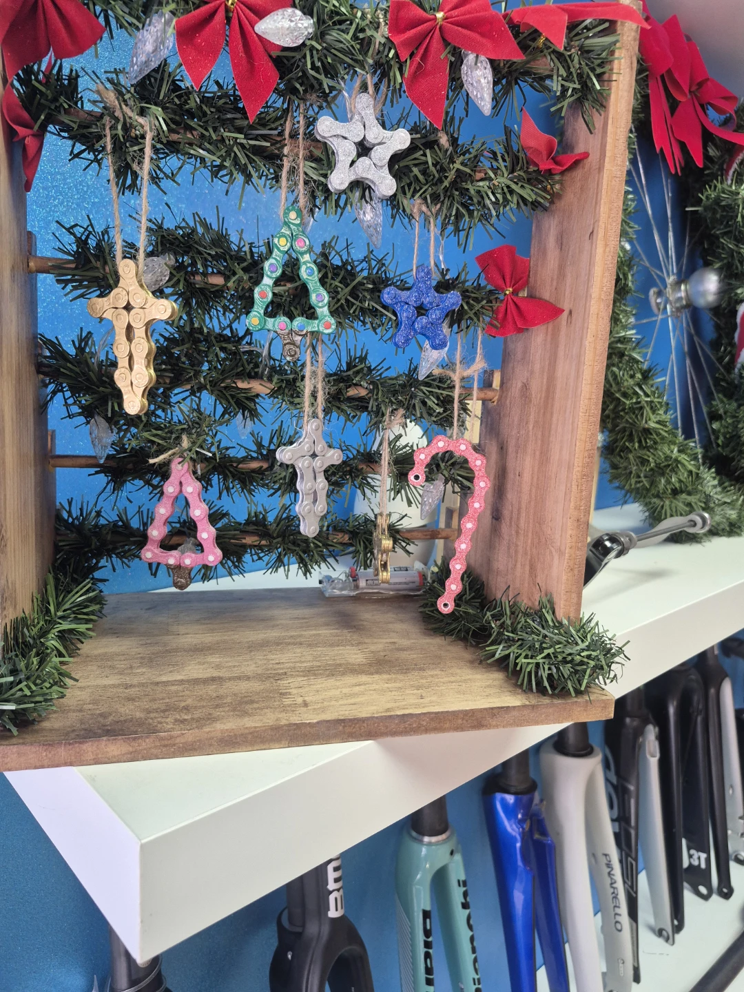 Upcycled Bicycle Chain Christmas Ornaments